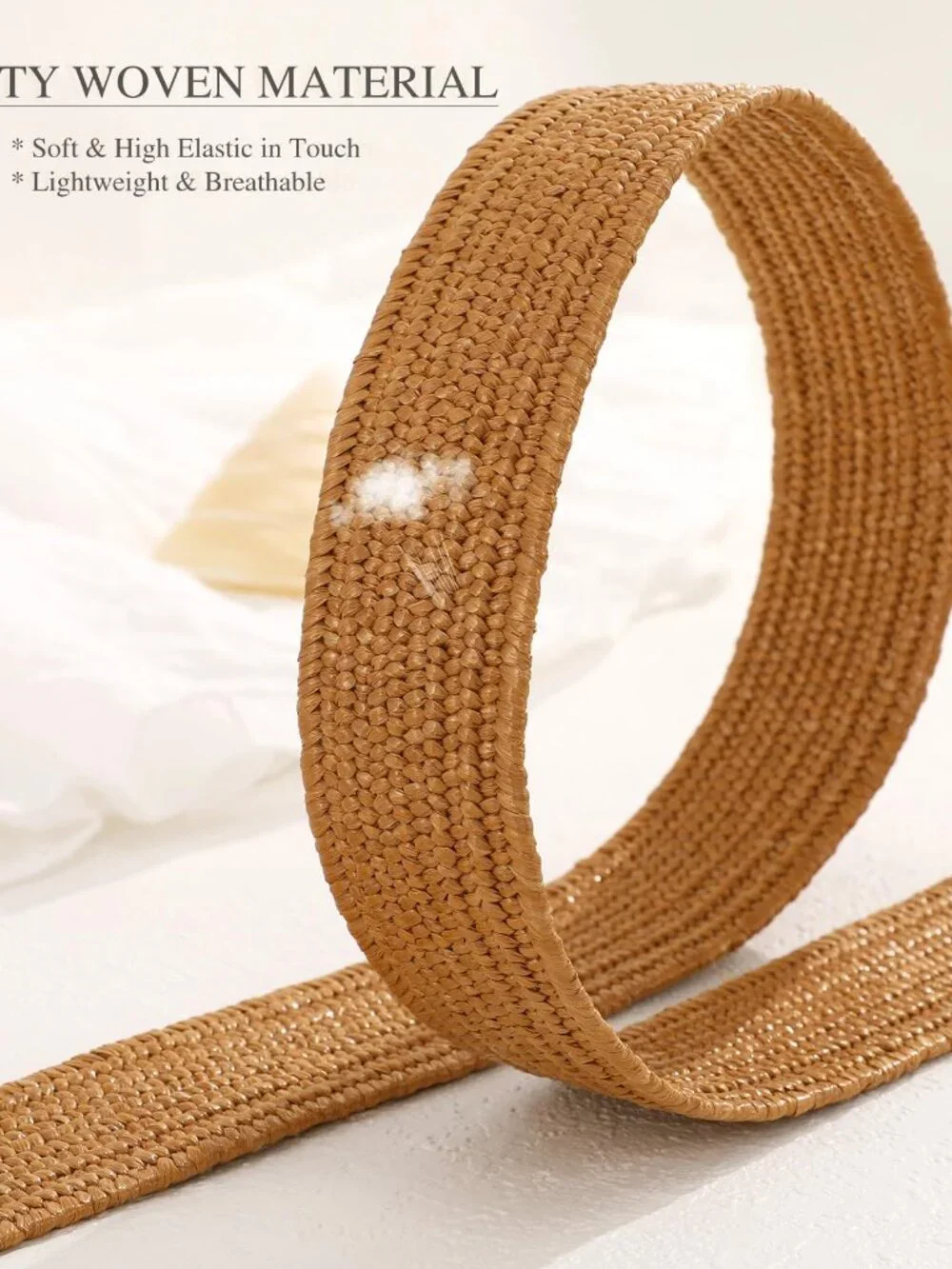 XZQTIVE Women Straw Woven Summer Belt for Dress Ladies Stretchy Elastic Raffia R
